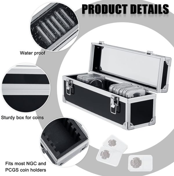 Nice Aluminum & Black Coin Slab Storage Box with Push Lock Latch (holds 20 slabs)