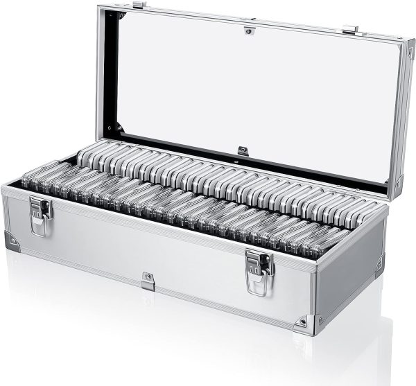 Nice Aluminum Coin Slab Storage Box with Push Lock Latch (holds 50 slabs)