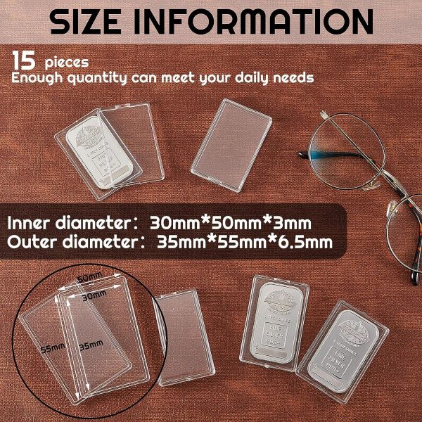 Clear Individual Silver Bar Display / Storage Case 1 oz (15 Pieces)