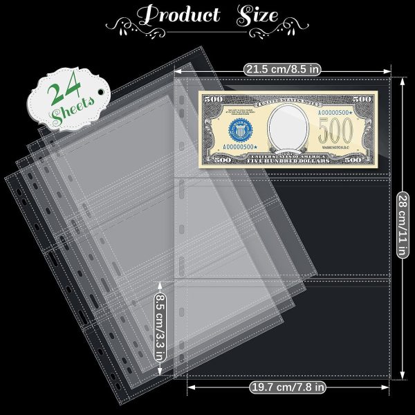 ‎Gersoniel Currency Sleeves / Album Pages (24 Sleeves / Pages) Clear - Top Load your Notes!