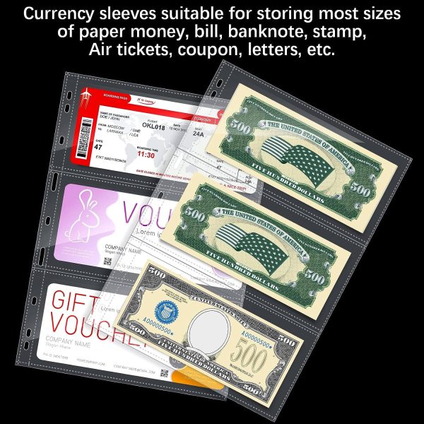 ‎Gersoniel Currency Sleeves / Album Pages (24 Sleeves / Pages) Clear - Top Load your Notes!