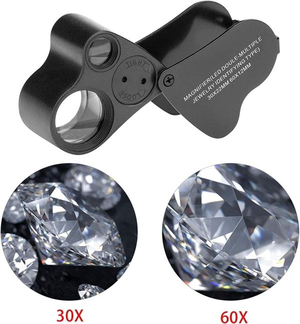 Diamond Tester Pen and 30/60X Jewelry Eye Loupe Magnifier!