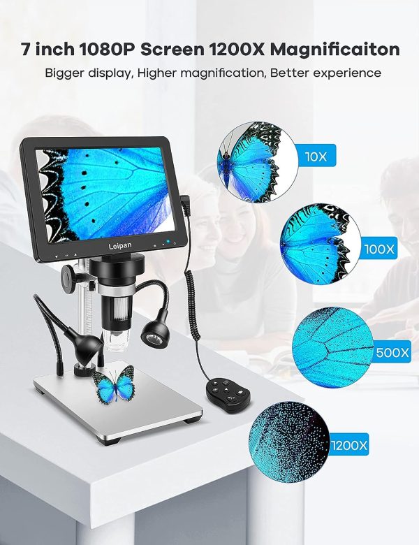 Leipan 7" LCD Digital 1200X 12MP Coin Microscope