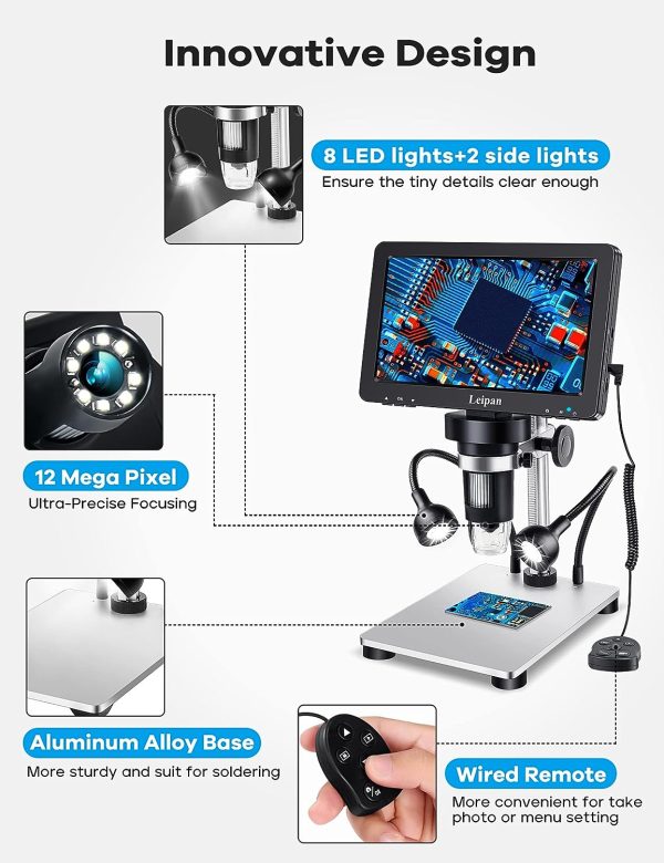 Leipan 7" LCD Digital 1200X 12MP Coin Microscope