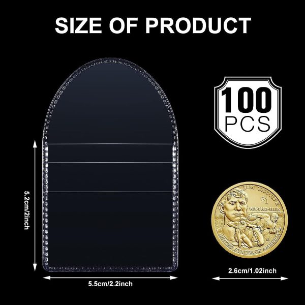 100 Pcs Single Pocket Coin Flips 2 x 2 In - Clear