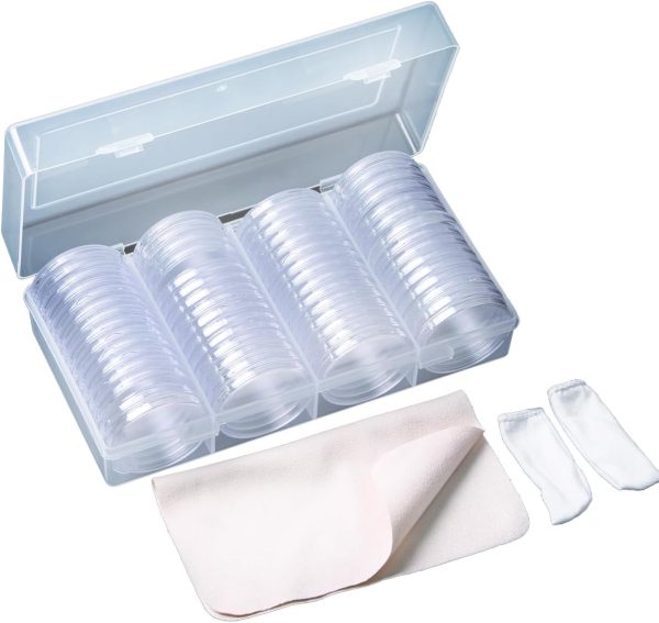 Coin Capsules 41 mm (60 pcs) For Silver Eagles or Large coins up to 41 mm - Comes in a Clear Plastic Carry Box!