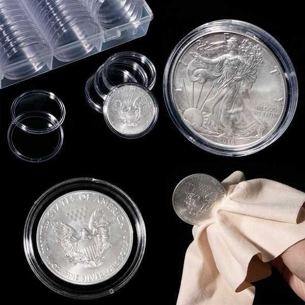 Coin Capsules 41 mm (60 pcs) For Silver Eagles or Large coins up to 41 mm - Comes in a Clear Plastic Carry Box!