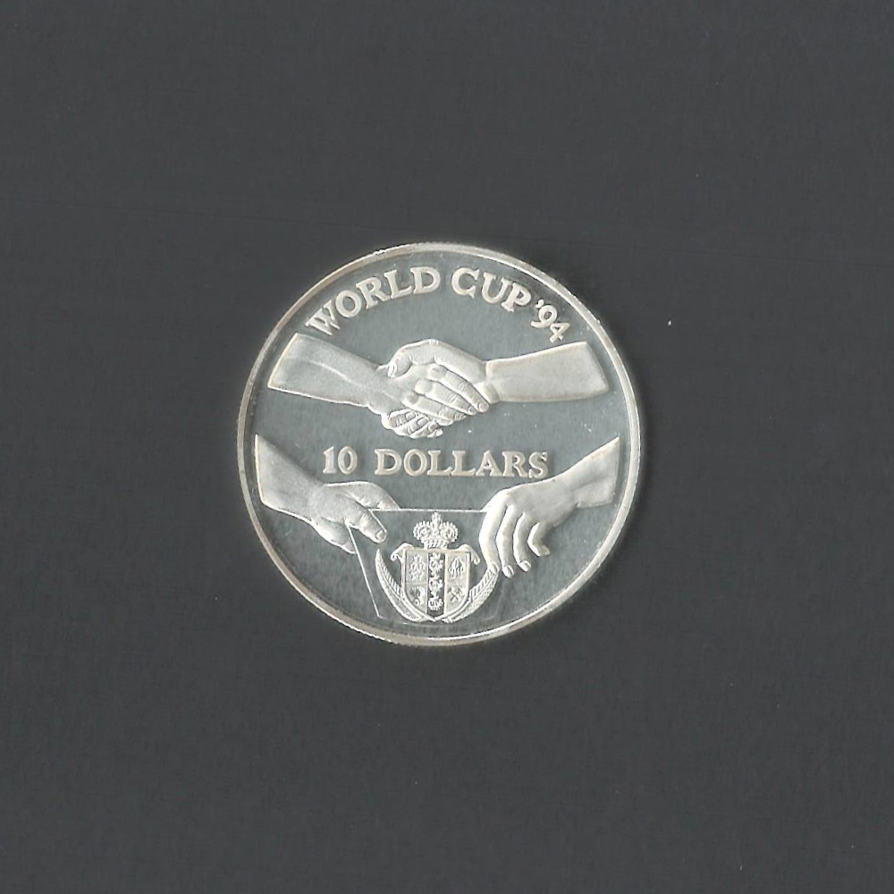 1991 $10 Niue 1991 Football World Cup in USA Handshake Silver UNC Coin