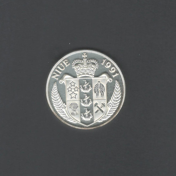 1991 $10 Niue 1991 Football World Cup in USA Handshake Silver UNC Coin