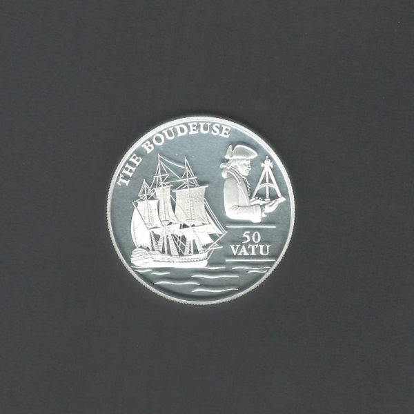 1993 50 Vatu The Boudeuse 'Ships' Silver Proof UNC Coin