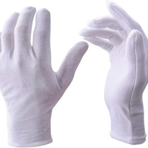 Inspection Gloves (12 Pairs ) 70% Cotton, 30% Polyester White Stretchable