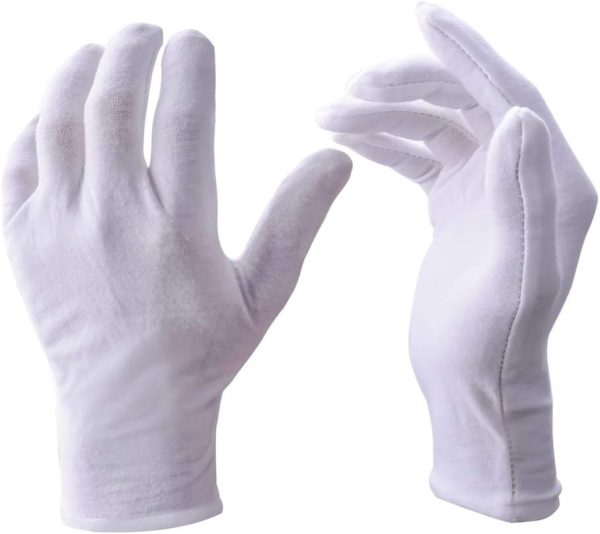 Inspection Gloves (12 Pairs ) 70% Cotton, 30% Polyester White Stretchable