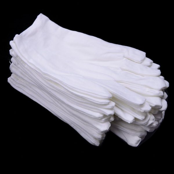 Inspection Gloves (12 Pairs ) 70% Cotton, 30% Polyester White Stretchable