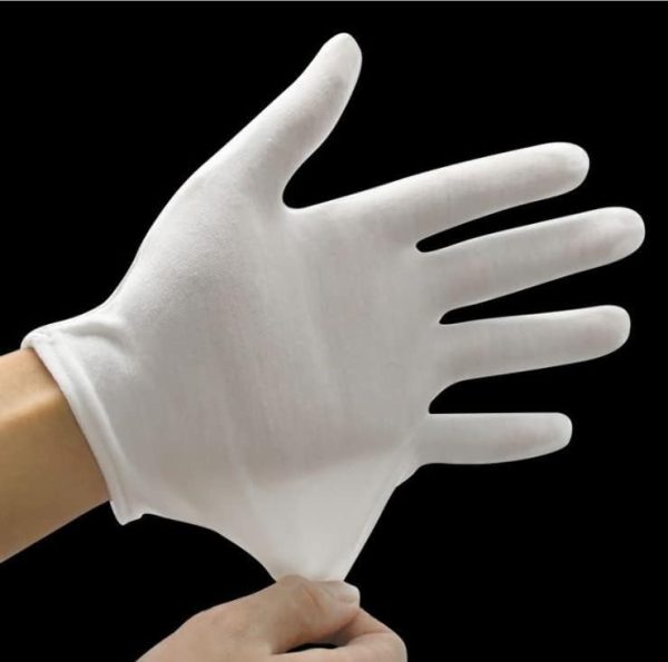 12 Pairs Soft Inspection Gloves! Cotton White |Medium Stretchy fabric will fit both a small medium to large hand.