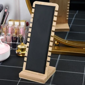 (1) Rectangle Jewelry Display Stand Natural Bamboo and Black Material