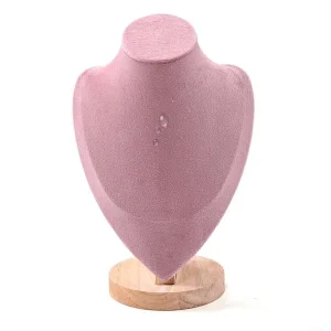 Desktop Mannequin Design Necklace Stand! Wood with Pink Velvety Fabric