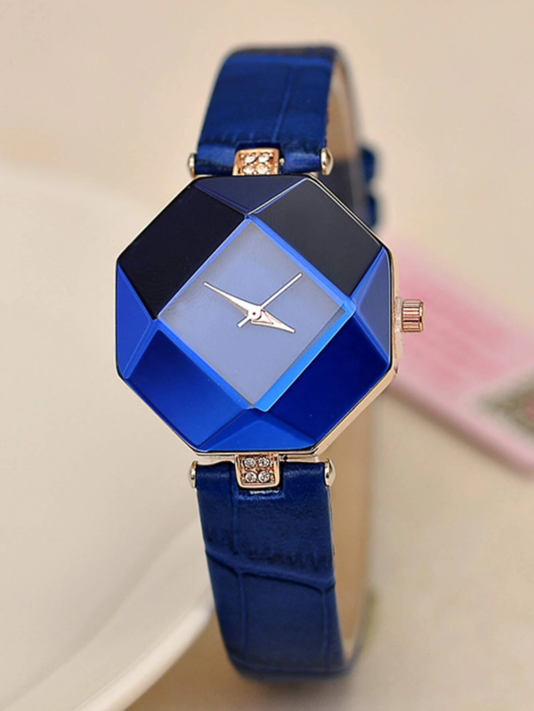 Polygon Pointer Quartz Watch! Womens Blue