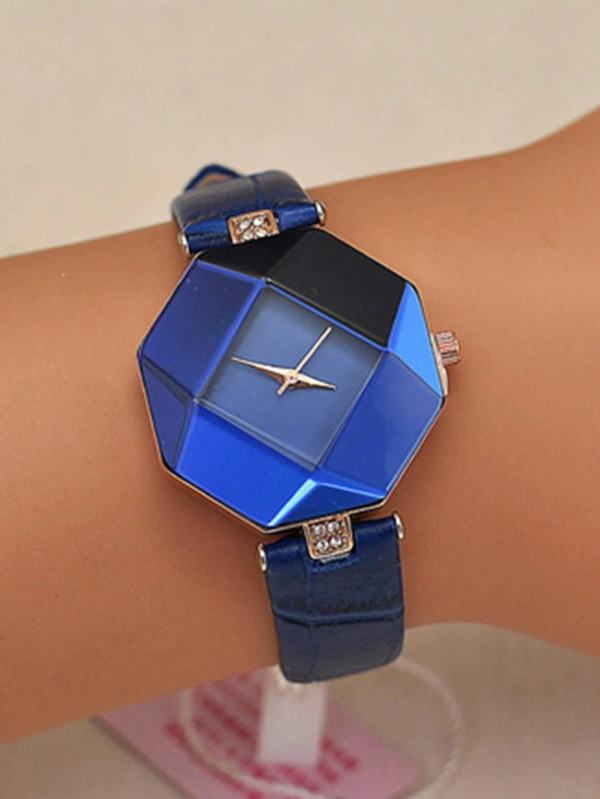 Polygon Pointer Quartz Watch! Womens Blue