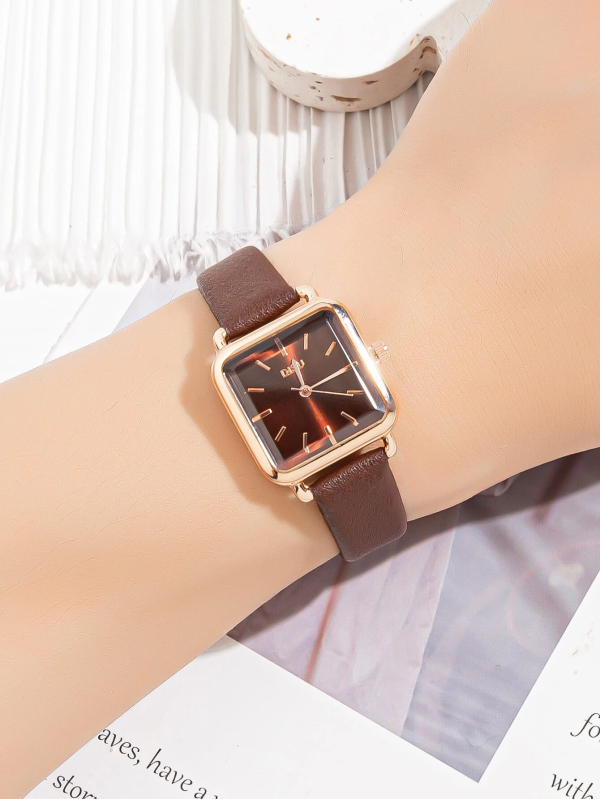 Smart Square Pointer Quartz Watch! Womens Brown