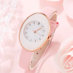 Fashionable Oval Quartz Watch! Womens White & Pink