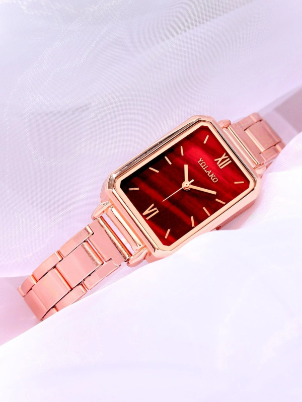 Pretty Fashion Square Dial Quartz Watch! Womens Rose