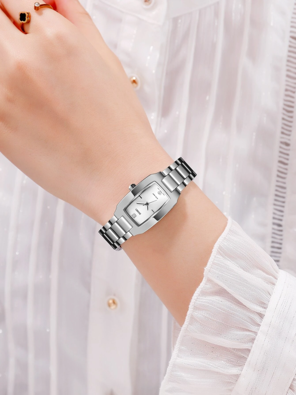 Classy Rectangle Dial Quartz Watch! Womens Silver