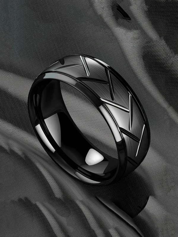 Fashionable Popular Textured Ring - Great Jewelry Gift and Stylish Look! Stainless Steel