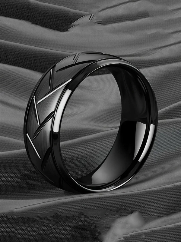 Fashionable Popular Textured Ring - Great Jewelry Gift and Stylish Look! Stainless Steel