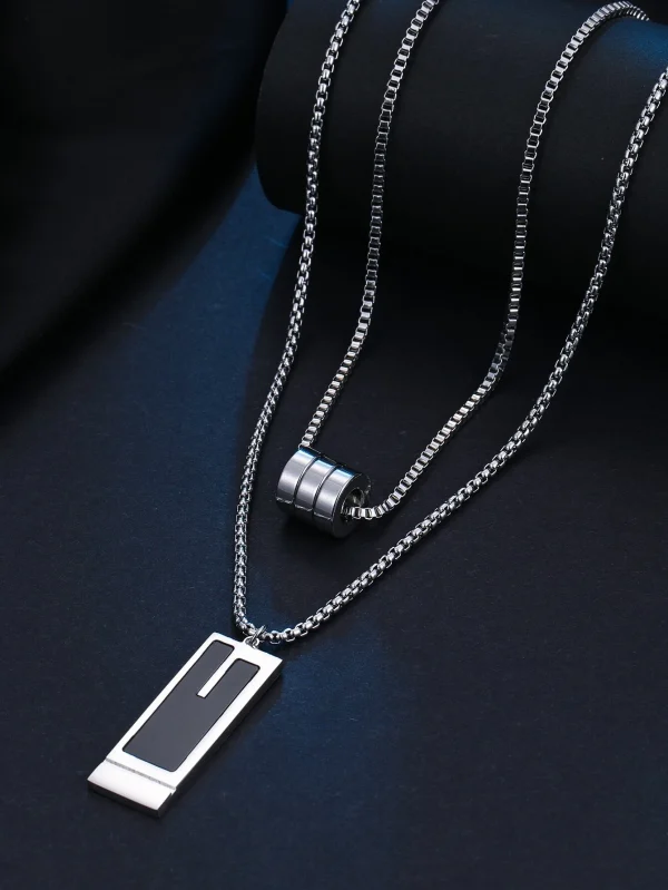 Geometric Charm Layered Necklace One-size Silver