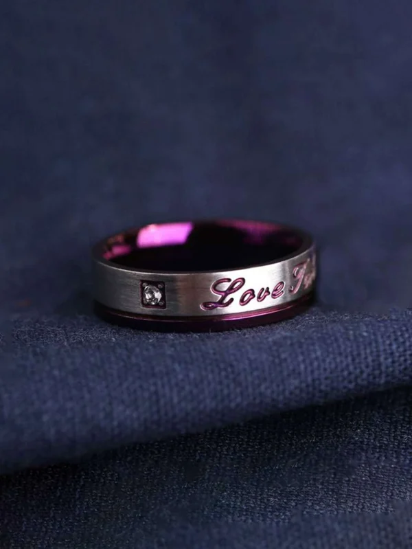 Letter Graphic Ring "love Token" Size 7 Available Only. Purple