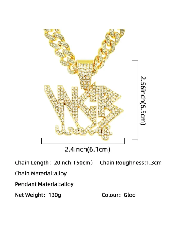 Rhinestone WCB Necklace One-size Gold Hip Hop Big Baller!