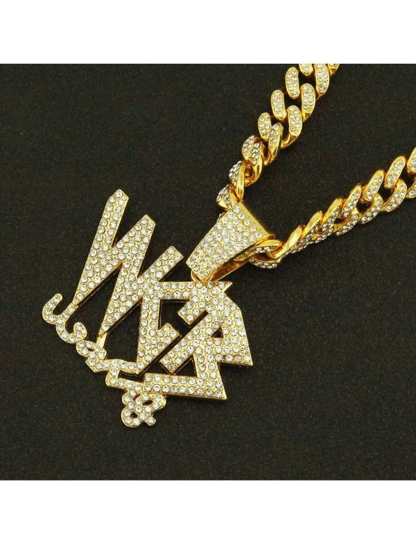 Rhinestone WCB Necklace One-size Gold Hip Hop Big Baller!