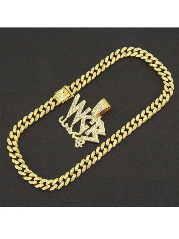 Rhinestone WCB Necklace One-size Gold Hip Hop Big Baller!