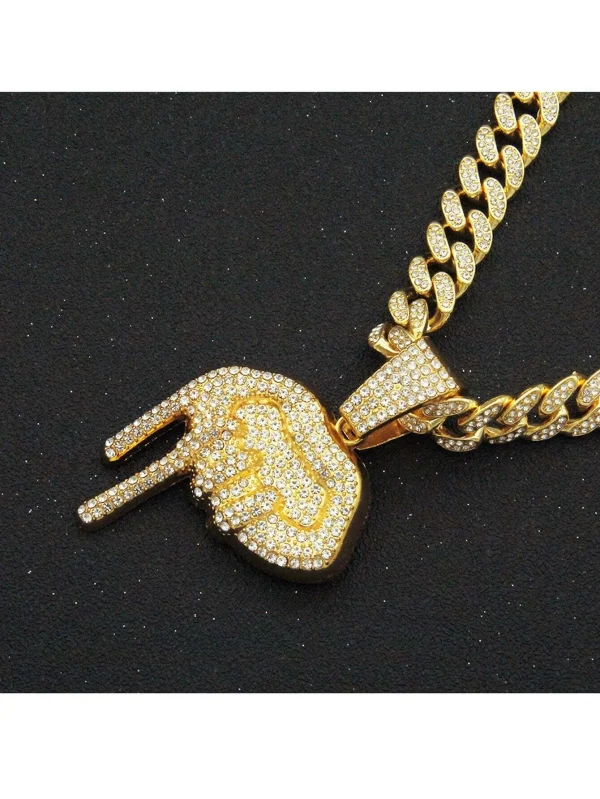 Rhinestone Lip Necklace One-size Gold Hip Hop