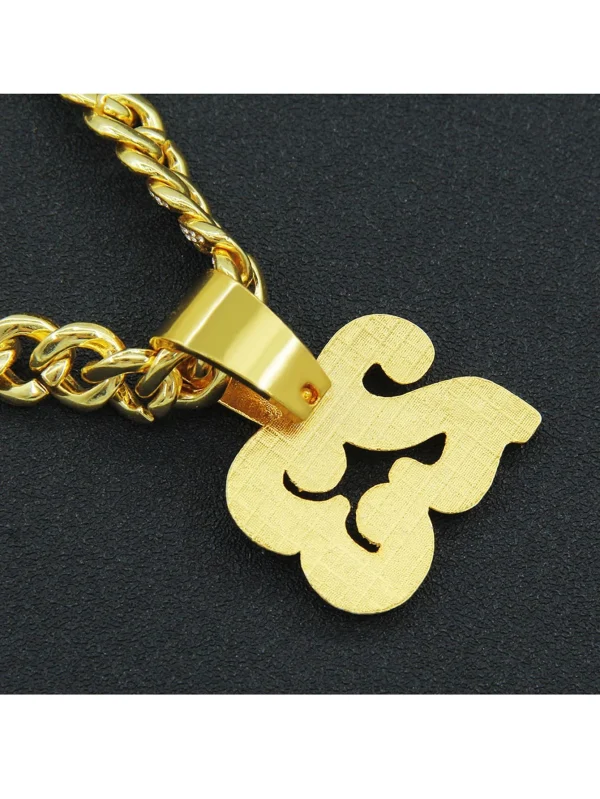 Rhinestone Number "23" Charm Necklace One-size Gold Hip Hop!
