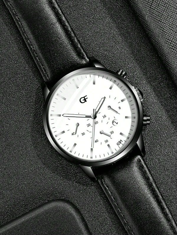 n/a | Round Dial & Date Quartz Watch! Mens Black & White