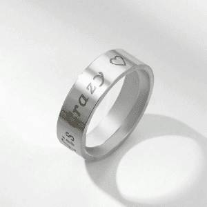 Letter Detail Ring "His Crazy Love" Womens 9