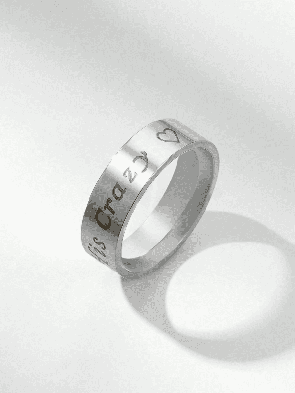 Letter Detail Ring "His Crazy Love" Womens 9