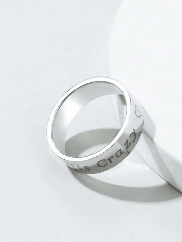 Letter Detail Ring "His Crazy Love" Womens 9