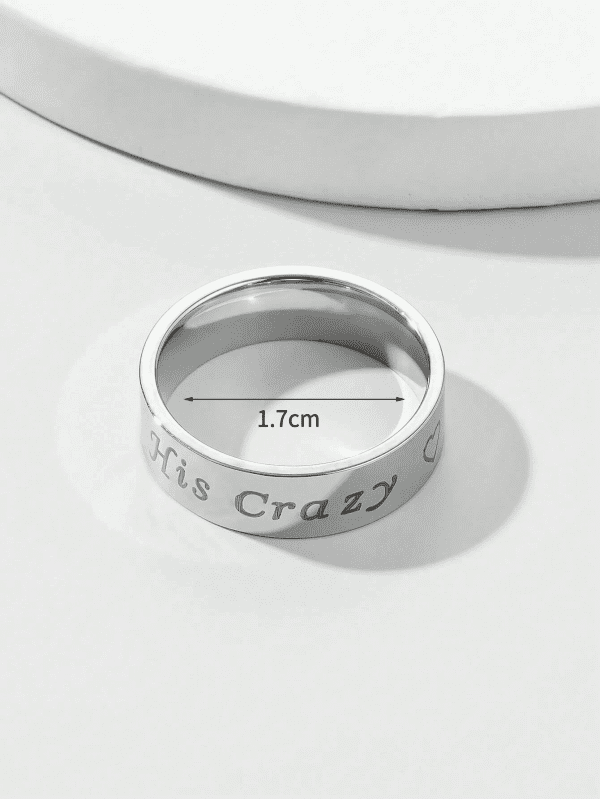 Letter Detail Ring "His Crazy Love" Womens 9