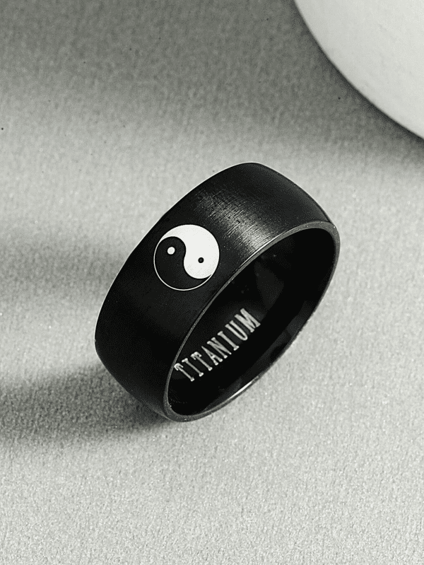 Taiji Totem Decor Ring Black Stainless Steel