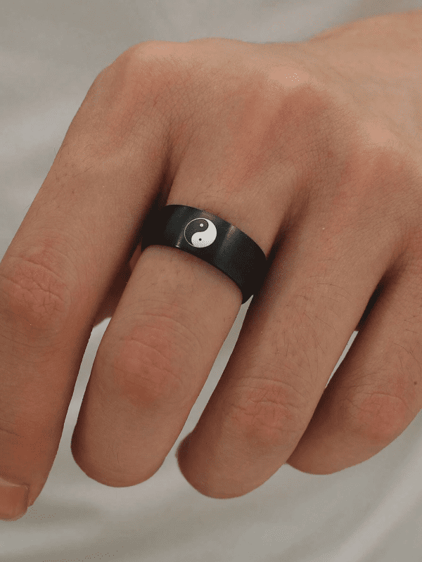 Taiji Totem Decor Ring Black Stainless Steel