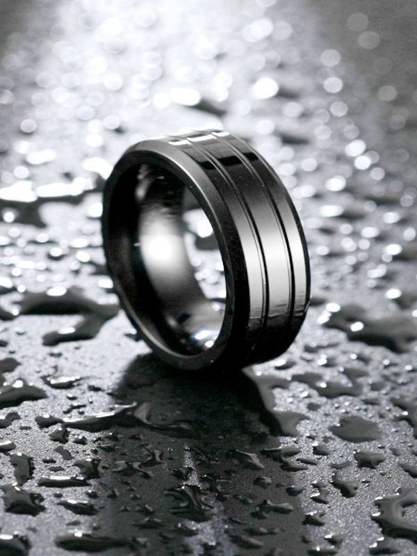 Business Style Ring! Black Titanium Steel / Tungsten / Carbide