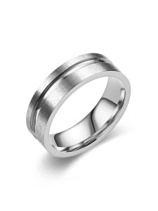 Rugged Matte Ring Mens Silver Titanium Steel