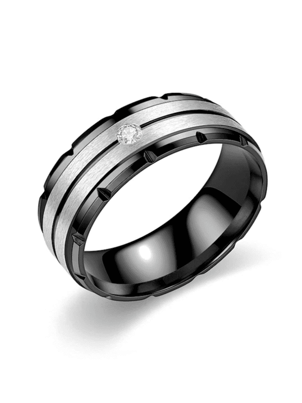 Two-tone Wavy Curve Ring! Black & Silver