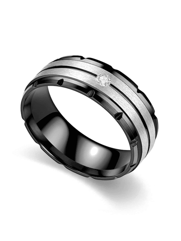 Two-tone Wavy Curve Ring! Black & Silver