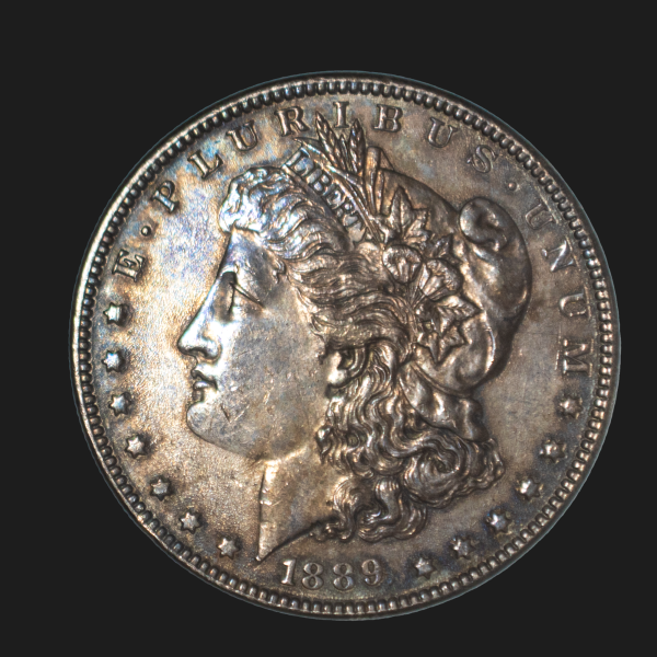1889 $1 Morgan Silver Dollar AU58 Rare Beautiful toning going on this coin!