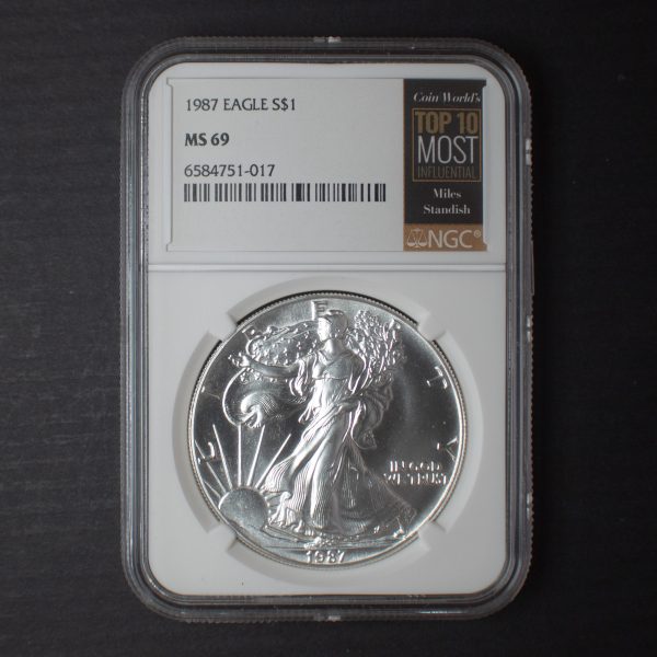 1987 $1 American Silver Eagle Dollar MS69 / BU / Certified Coin