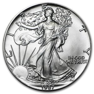 1987 $1 American Silver Eagle Dollar MS64 / BU / Certified This Coin is Really Nice and Also Toned! Coin