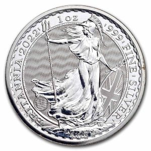 2022 2 GBP / £2 Britannia Elizabeth II Silver BU .999 31.103 gm / 1 Troy oz Coin